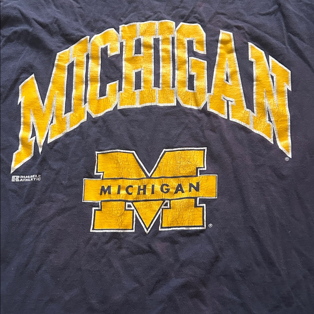 Vintage Russell University of Michigan Navy T-Shirt Large - Picture 3 of 5